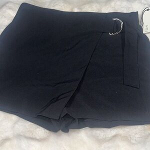 Black Women's Shorts with Belt Detail